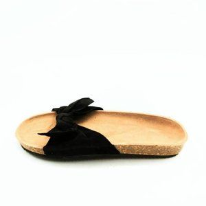 Juti Slide Sandals Black Bow Cork Footbed 39